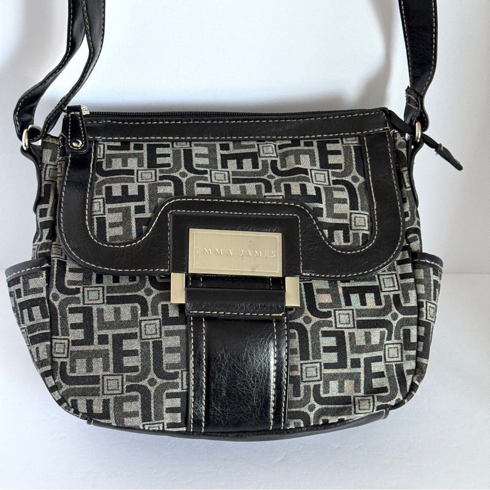 Emma James Black and Gray Patterned Shoulder Crossbody HandBag